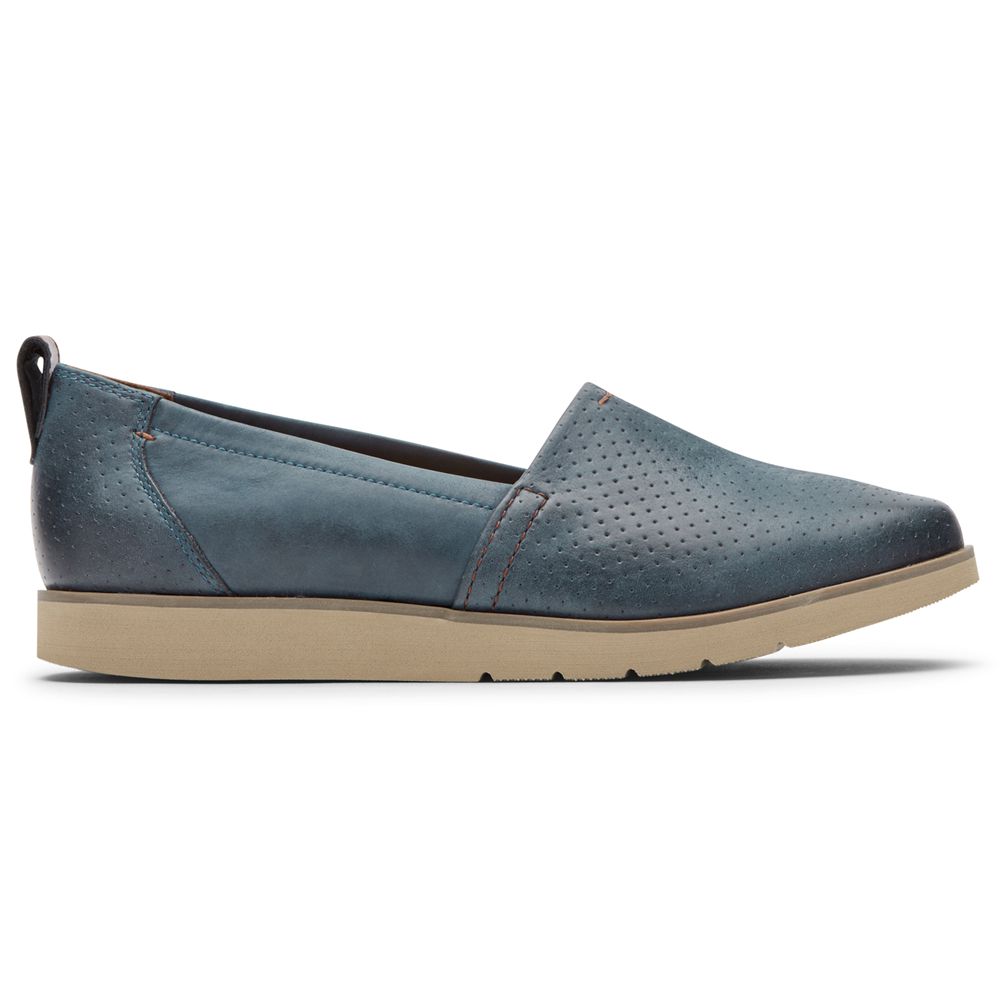 Rockport Cobb Hill Laci Slip-On - Womens Loafers - Stone Blue - NZ (JVY-175860)